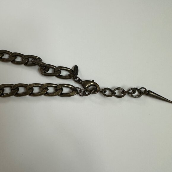 Natasha Spiked Leopard Head Choker Necklace Chunky Brass Tone Goth Punk Y2K - Picture 7 of 10